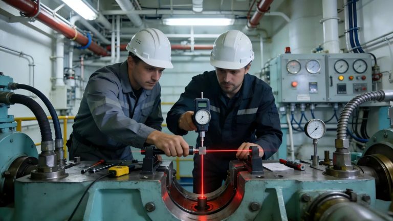 A ship repair company completed the centering adjustment of the 115-ton main engine for a cruise ship under way